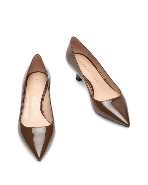 Stuart Weitzman Brown Stuart Sculpt Pointed-Toe Pumps