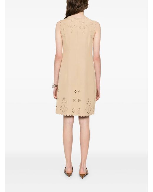 Ermanno Scervino Natural Broderie-Anglaise Midi Dress