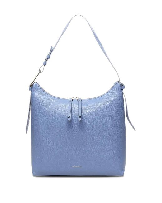 Coccinelle Blue Malory Zip-Fastening Pebble-Leather Shoulder Bag