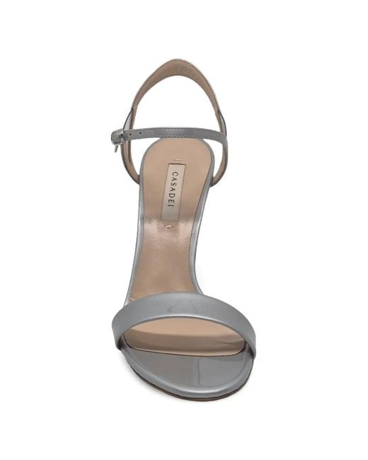 Casadei White Blade V-Celebrity Ankle-Strap Sandals