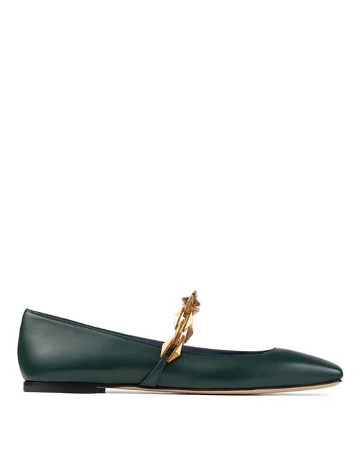 Jimmy Choo Diamond Tilda Flat in Green | Lyst