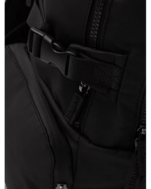 Blauer Black Logo-Print Zip-Pocket Backpack for men