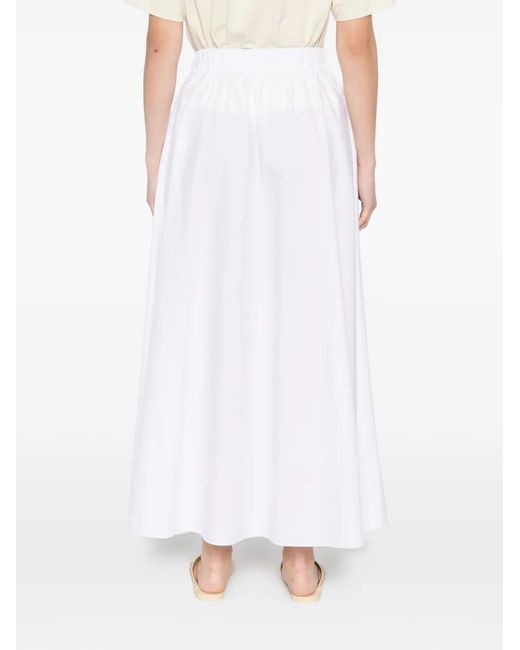 P.A.R.O.S.H. White Elastic-Waist Midi Skirt