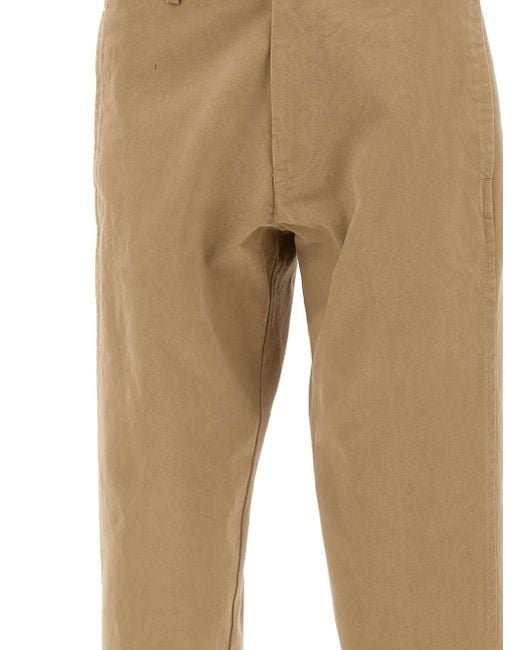Re-hash Natural Buttoned Cotton Straight-Leg Trousers for men