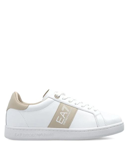 EA7 White Logo-Detail Sneakers