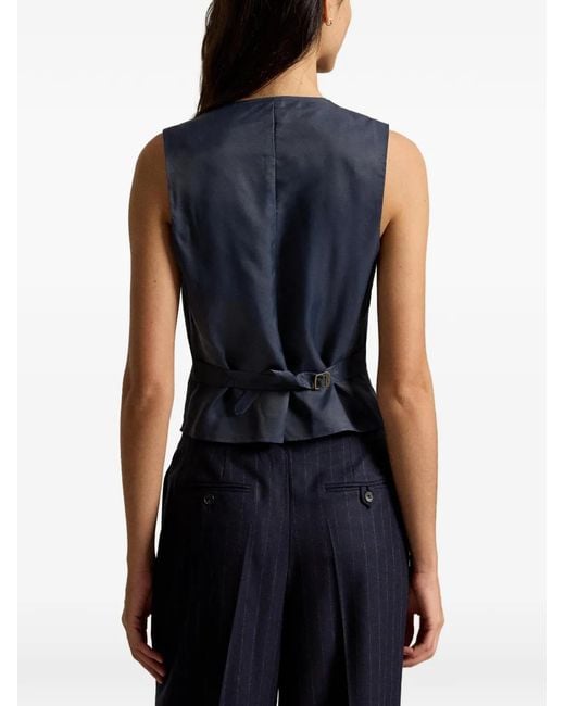 Polo Ralph Lauren Blue Pinstripe-Pattern Gilet