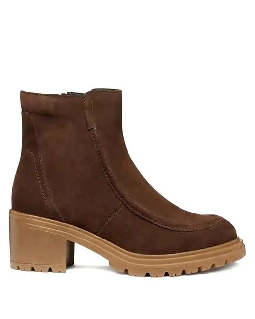 Geox Brown Block-Heel Zip-Fastening Boots