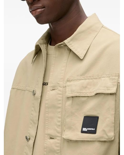 Karl Lagerfeld Natural Boxy Cropped Jacket With Classic Collar for men