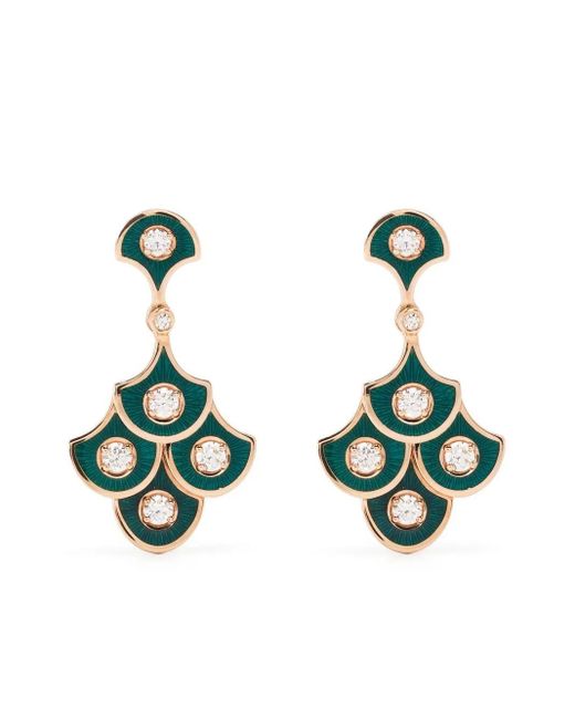 Selim Mouzannar Green 18Kt Rose Fish For Love Diamond Drop Earrings