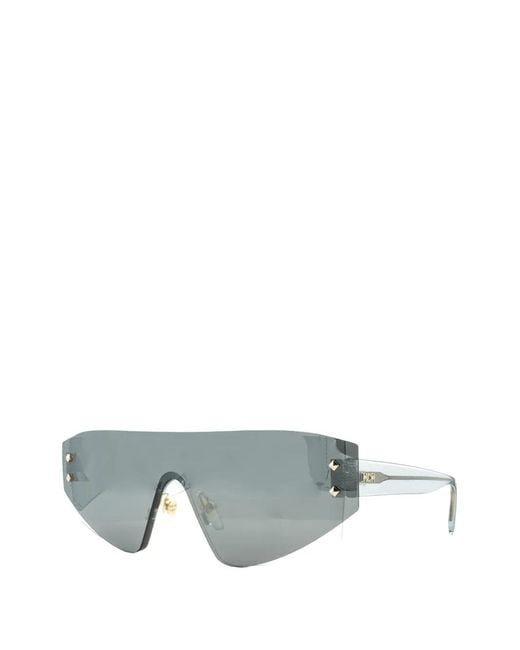 MCM Gray Shield-Frame Stud-Embellished Sunglasses for men