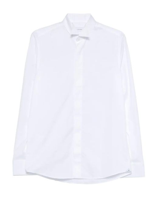 Tagliatore White Row Point-Collar Shirt for men