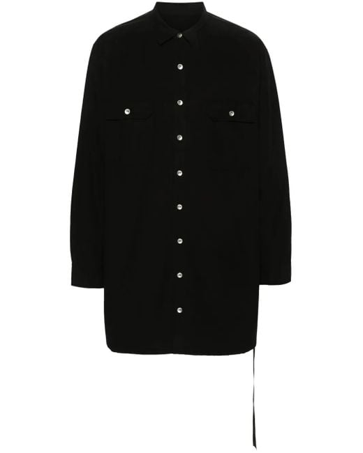 Rick Owens Black Long-Sleeve Cotton Shirt for men