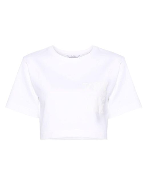 T-shirt crop à logo imprimé Max Mara en coloris White