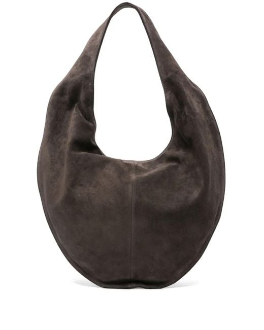 Maeden Black Large Suede Crescent Shoulder Bag