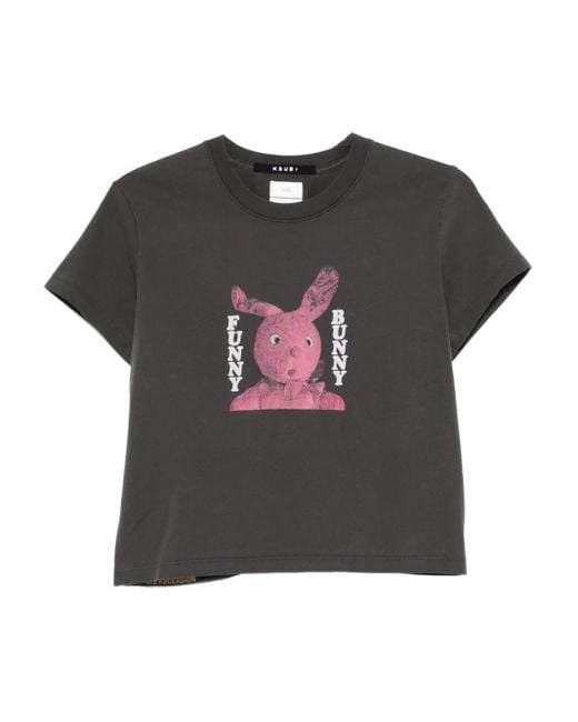 Ksubi Black Funny Bunny Graphic-Print Cut-Out T-Shirt