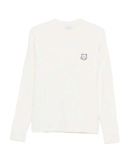 Pull Fox Head Maison Kitsuné pour homme en coloris White