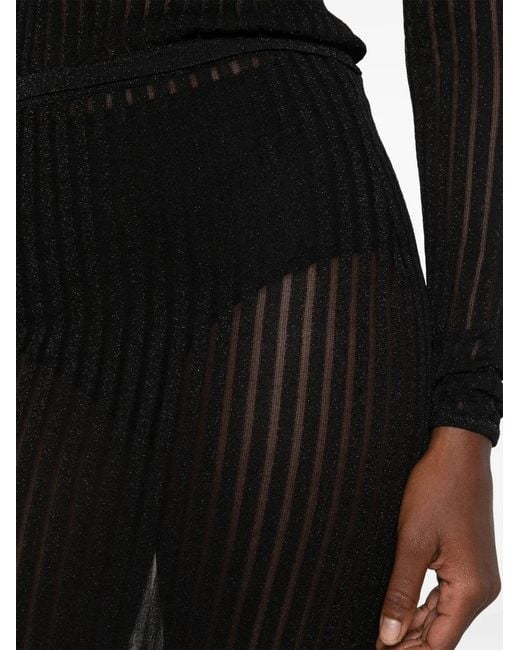 Dondup Black Sheer-Knit Maxi Skirt