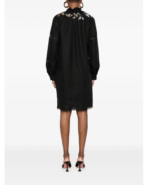 Valentino Garavani Black Floral Embroidered Dress