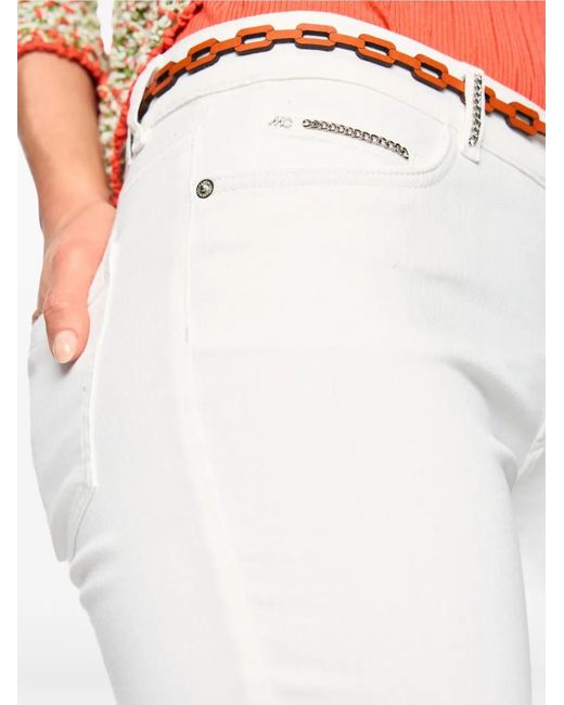 Marc Cain White Faro Chain-Detail Frayed-Hem Jeans