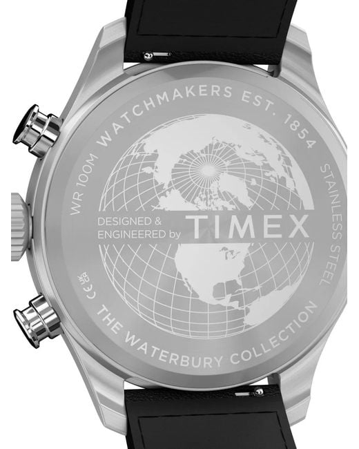 Timex Black Waterbury Ace Fly-Back 43Mm Watch for men