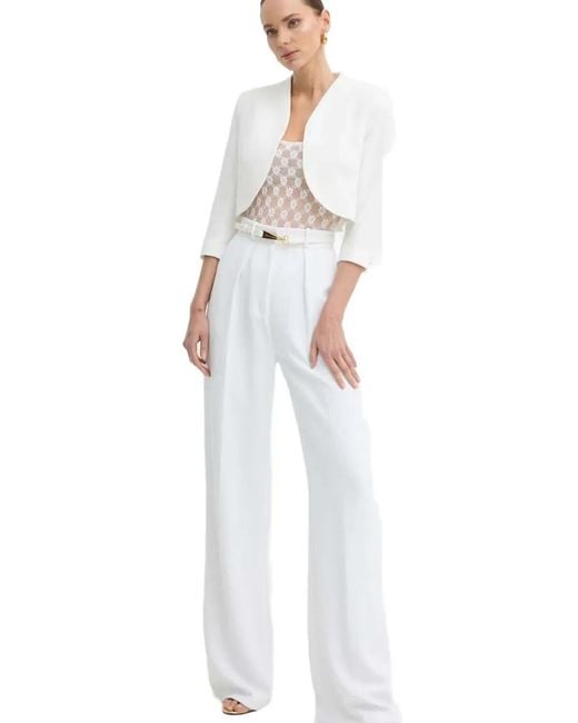 Morgan White Button-Cuff Cropped Jacket