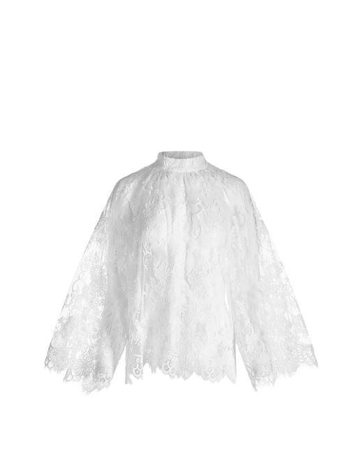 Mia Peculiar White Floral-Lace Blouse