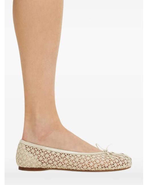 Ferragamo Natural Macramé Lace Ballet Flats
