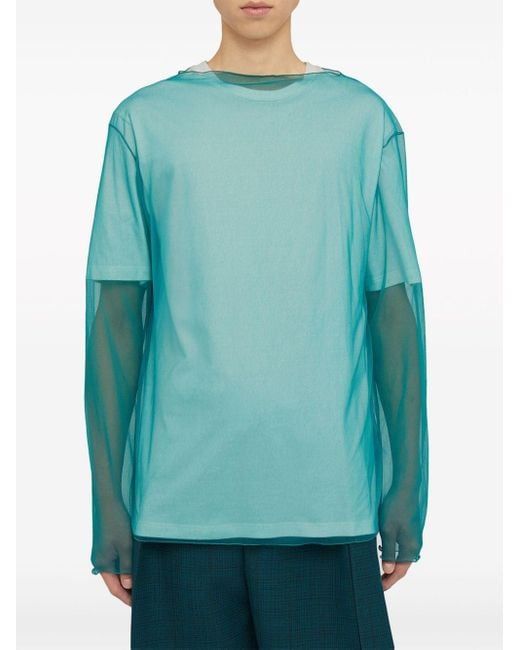 T-shirt a maniche lunghe con design a strati di Jil Sander in Blue da Uomo