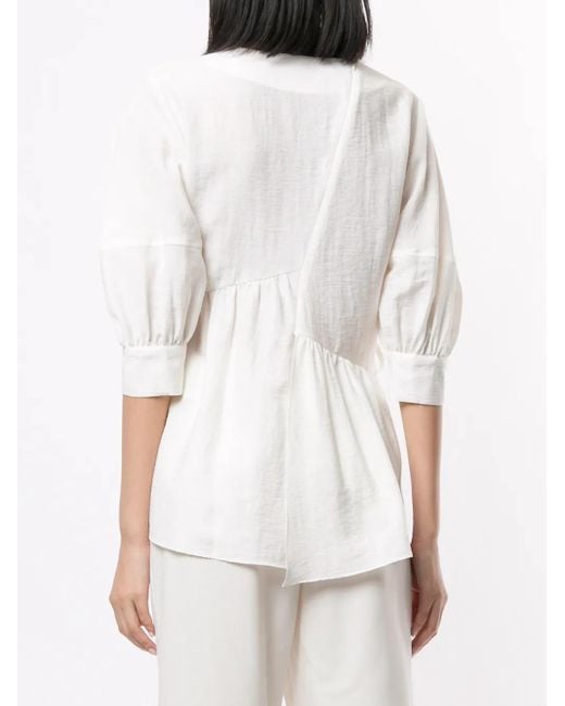 Goen.J White Multi-Directional Ruched Blouse
