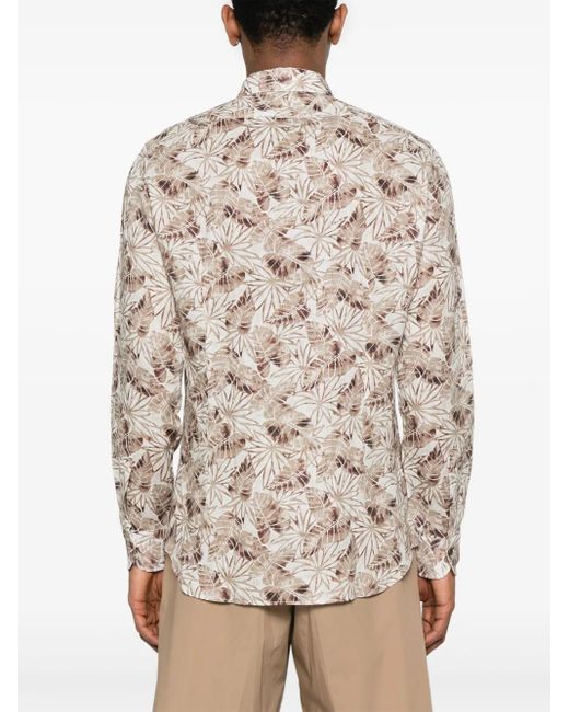 Mazzarelli Natural Leaf-Print Shirt for men