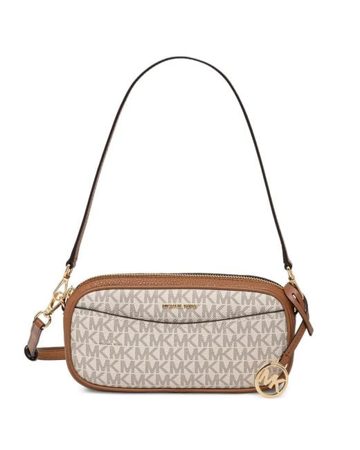 MICHAEL Michael Kors Metallic Logo-Print Leather-Trim Shoulder Bag