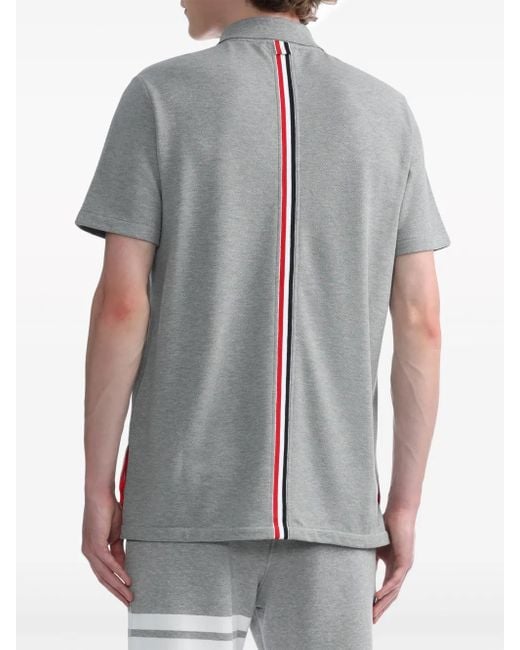 Thom Browne Gray Center-back Stripe Piqué Polo for men