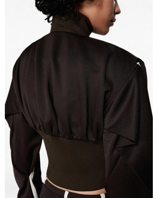 SRVC Studio Black Dbl Ruched Cropped Track Jacket