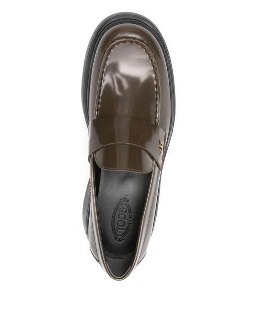 Tod's Gray Leather Platform Loafers