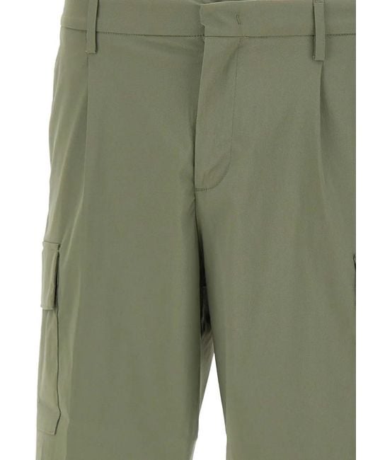 K-Way Green Cargo Pleated Shorts for men