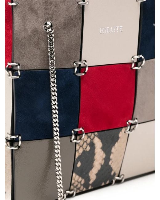 Khaite White Mini Emma Patchwork Leather Tote Bag