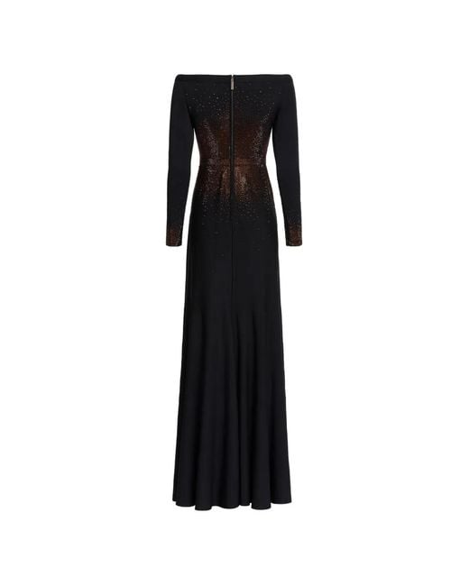 Elie Saab Black Crystal-Embellished Maxi Dress
