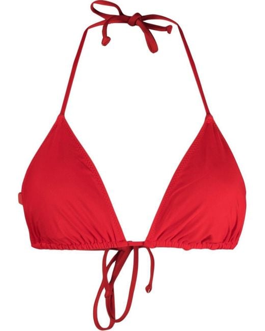 Ganni Halterneck Bikini-top in Red | Lyst UK