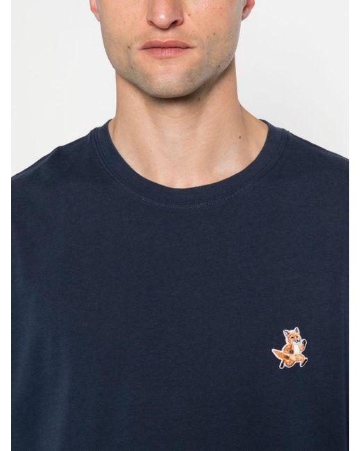 T-Shirt Con Stampa Fox di Maison Kitsuné in Blue da Uomo