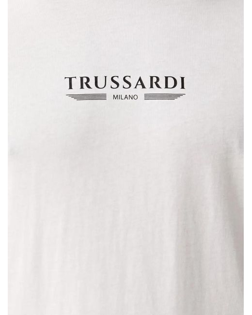 Trussardi White Logo-Print Cotton T-Shirt for men