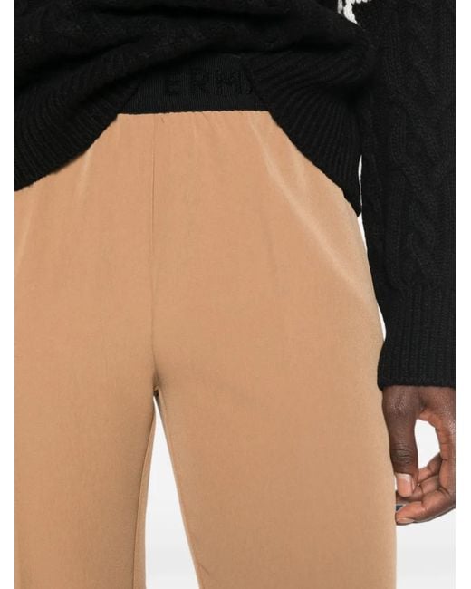 ERMANNO FIRENZE Natural Logo-Waistband Straight-Leg Trousers