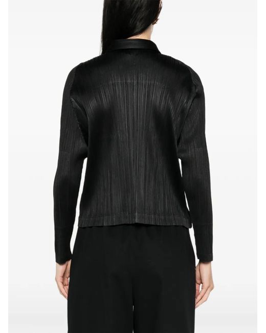 Pleats Please Issey Miyake Black Pleated Collar Jacket