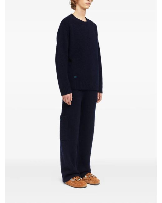 Alanui Blue Brushed Crew-Neck Sweater for men