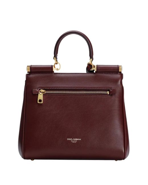 Dolce & Gabbana Purple Medium Sicily Padlock-Embellished Leather Handbag