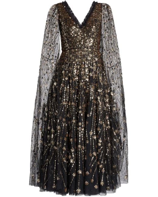 Needle & Thread Black Cape-Kleid Mit Pailletten