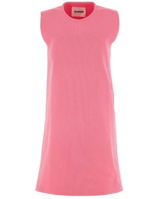 Jil Sander Pink Crew-Neck Minidress