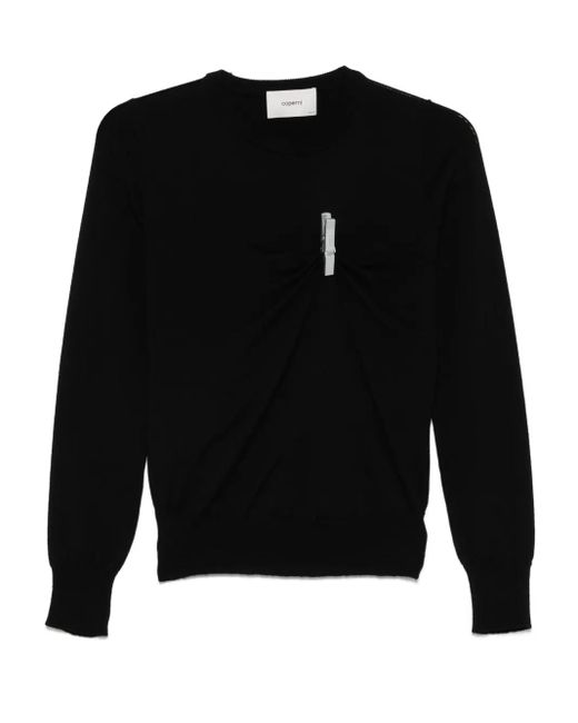 Coperni Black Clip-Detail Fine-Knit Jumper