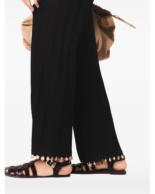 Maje Gewelfde Verfraaide Broek in het Black