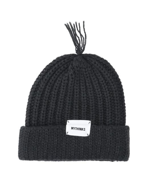 MYTHINKS Black Bonnet En Maille
