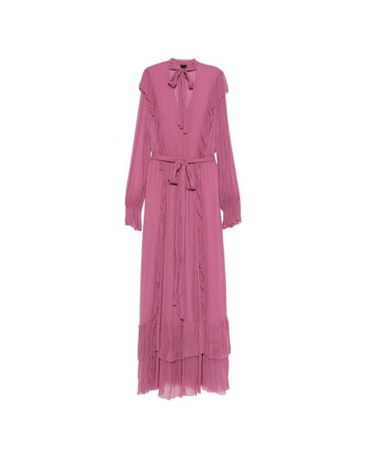 Pinko Pink Ruffled-Detail Maxi Dress